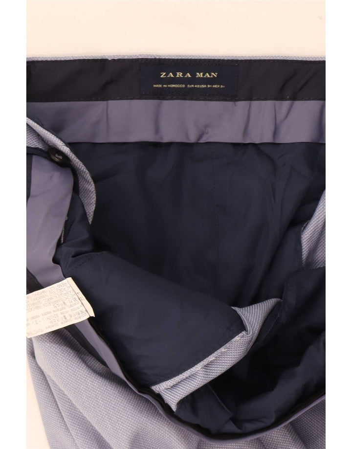 Zara Pantalon de costume slim pour homme EU 40 Medium W31 L32 Bleu Polyester