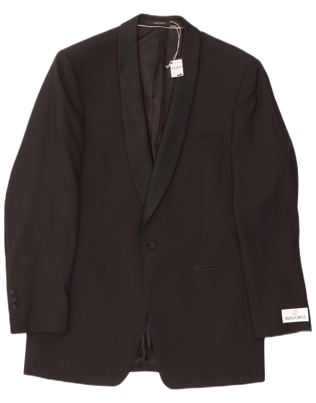 Wilvorst Veste Blazer 1 Bouton Homme EU 50 Grande Laine Noire