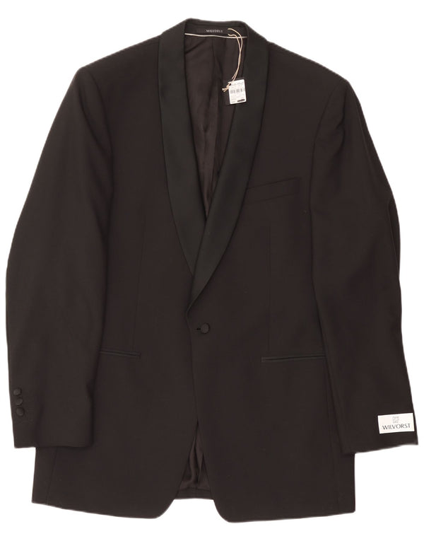 Wilvorst Veste Blazer 1 Bouton Homme EU 50 Grande Laine Noire