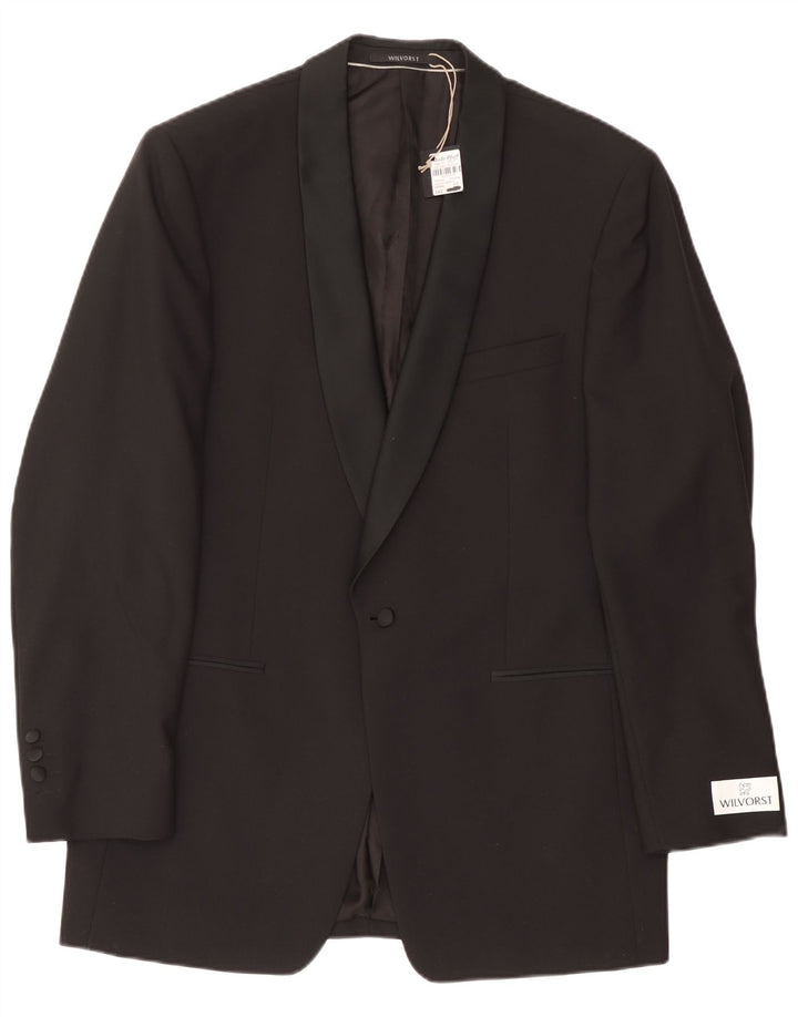 Wilvorst Veste Blazer 1 Bouton Homme EU 50 Grande Laine Noire