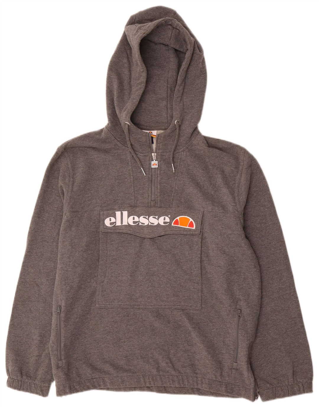 Ellesse Pull à capuche graphique surdimensionné pour femme UK 12 Gris moyen moucheté