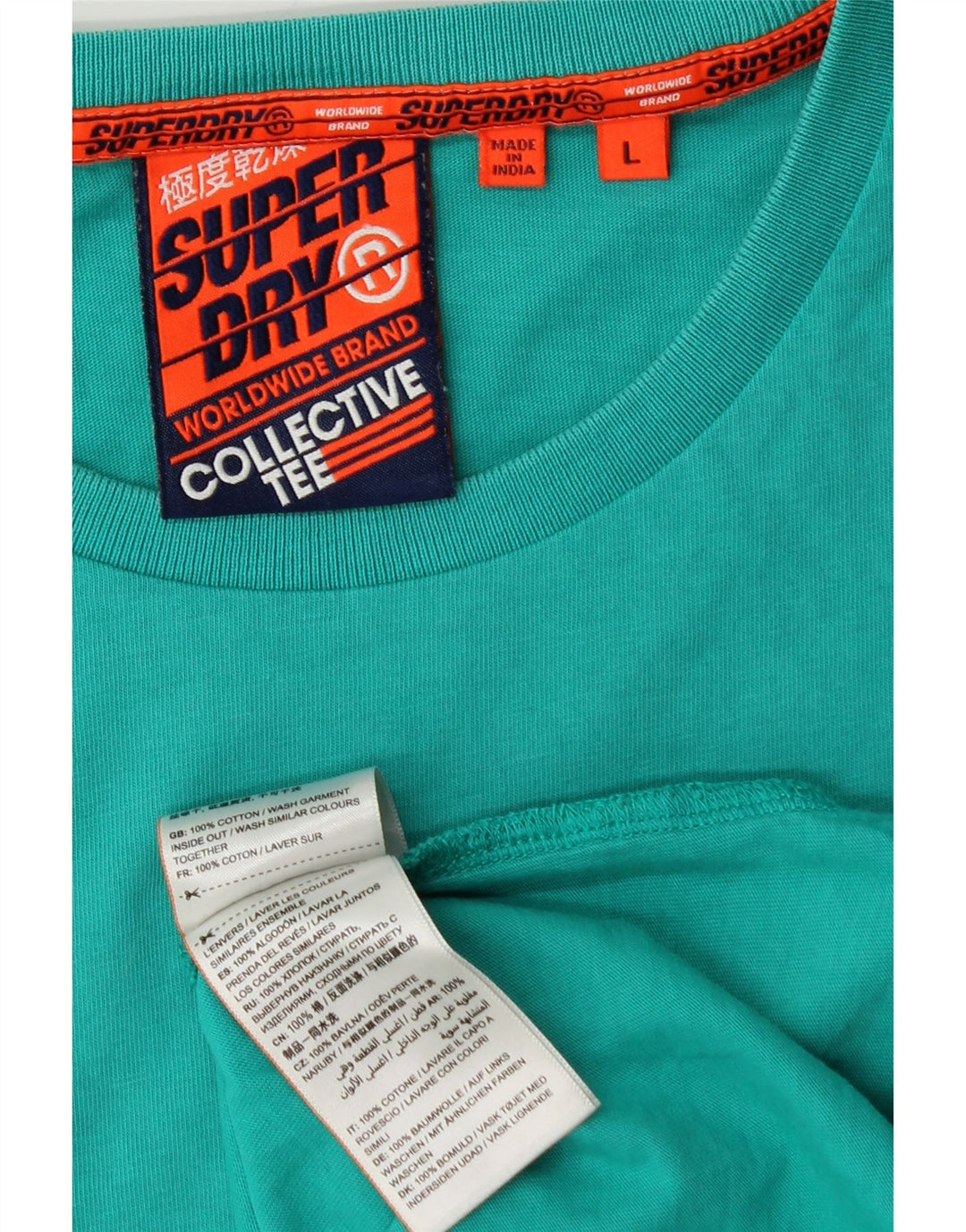 SUPERDRY T-Shirt Homme Top Large Turquoise Coton