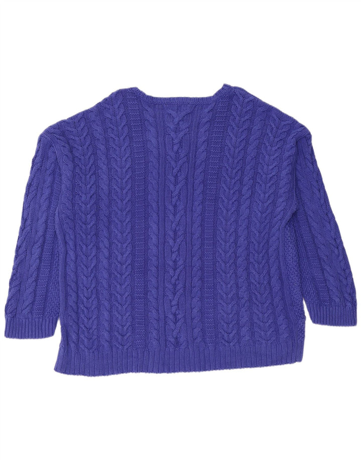 RALPH LAUREN Pull col bateau pour femme UK 22 3XL Bleu Coton