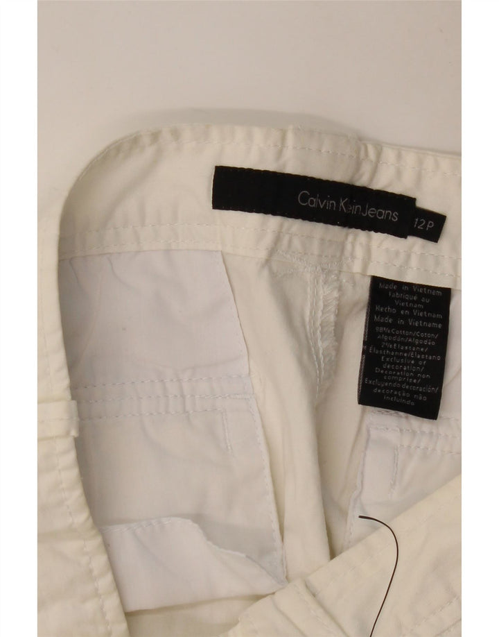 CALVIN KLEIN Pantalon Capri Slim pour Femme US 12 Large W34 L19 Blanc Cassé