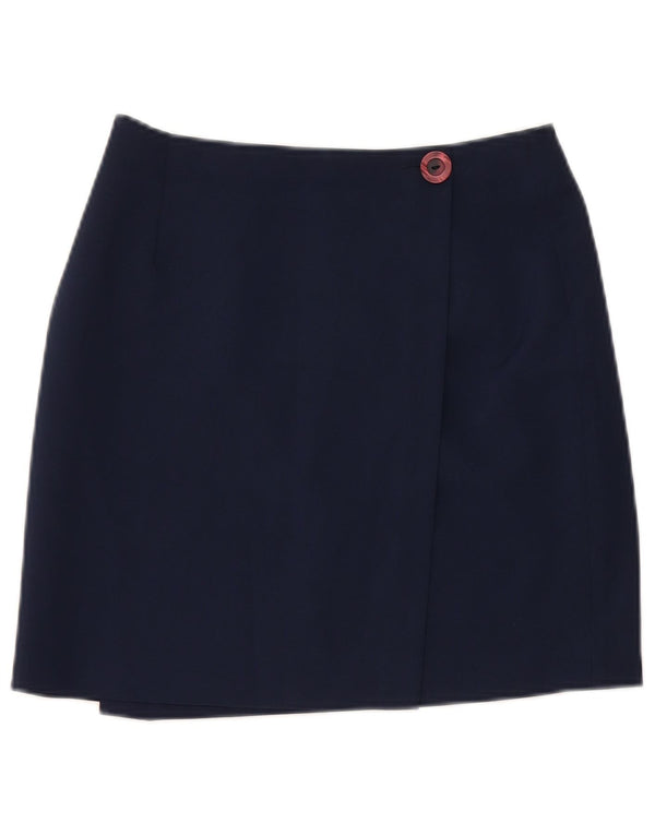 vintage Femme Mini Jupe Portefeuille W26 Petit Bleu Marine