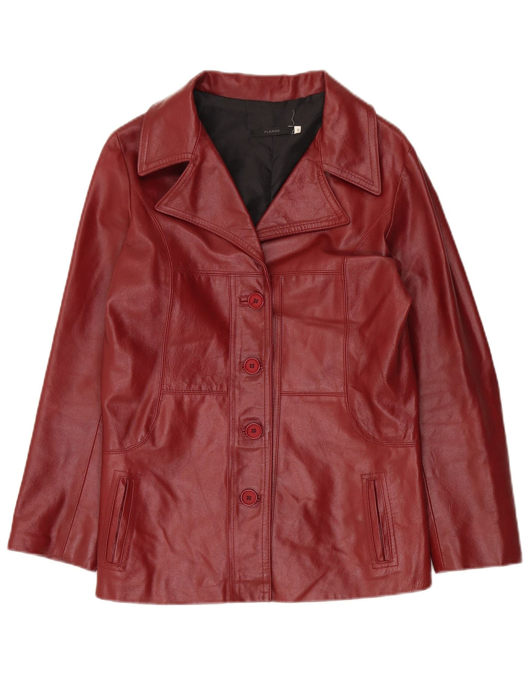 Please Veste en cuir pour femme UK 14 Bordeaux moyen