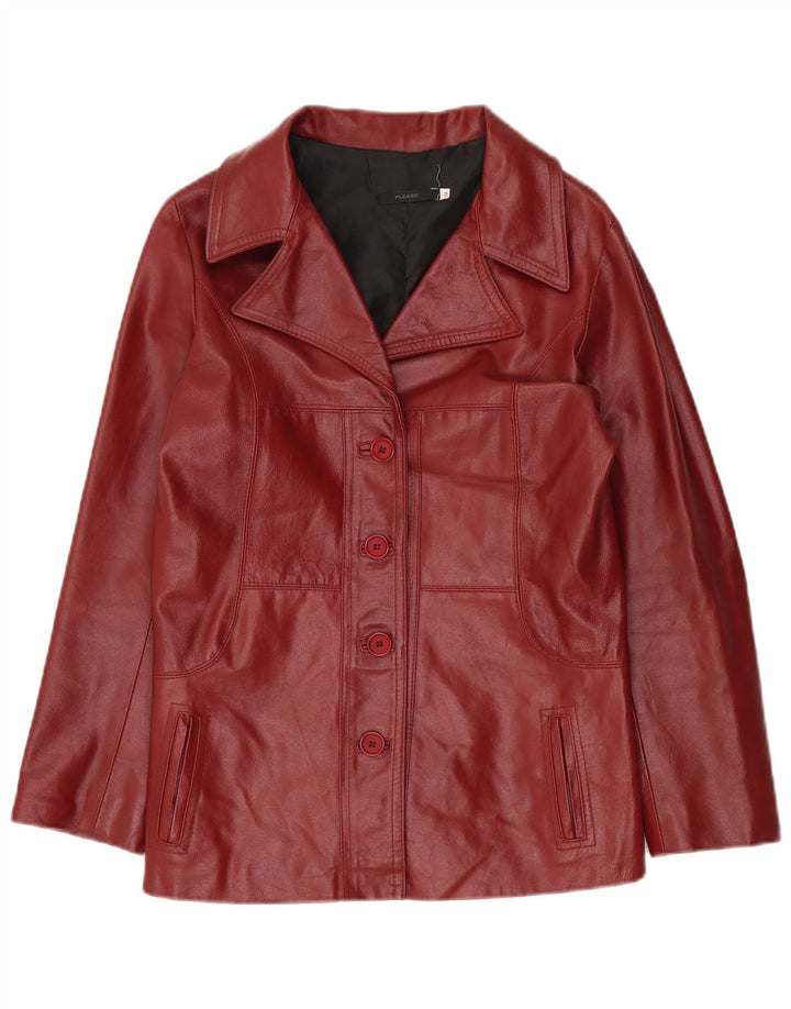 Please Veste en cuir pour femme UK 14 Bordeaux moyen
