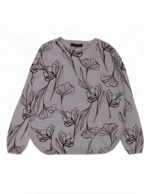 Marks & Spencer Pull col bateau pour femme UK 14 Bleu moyen floral