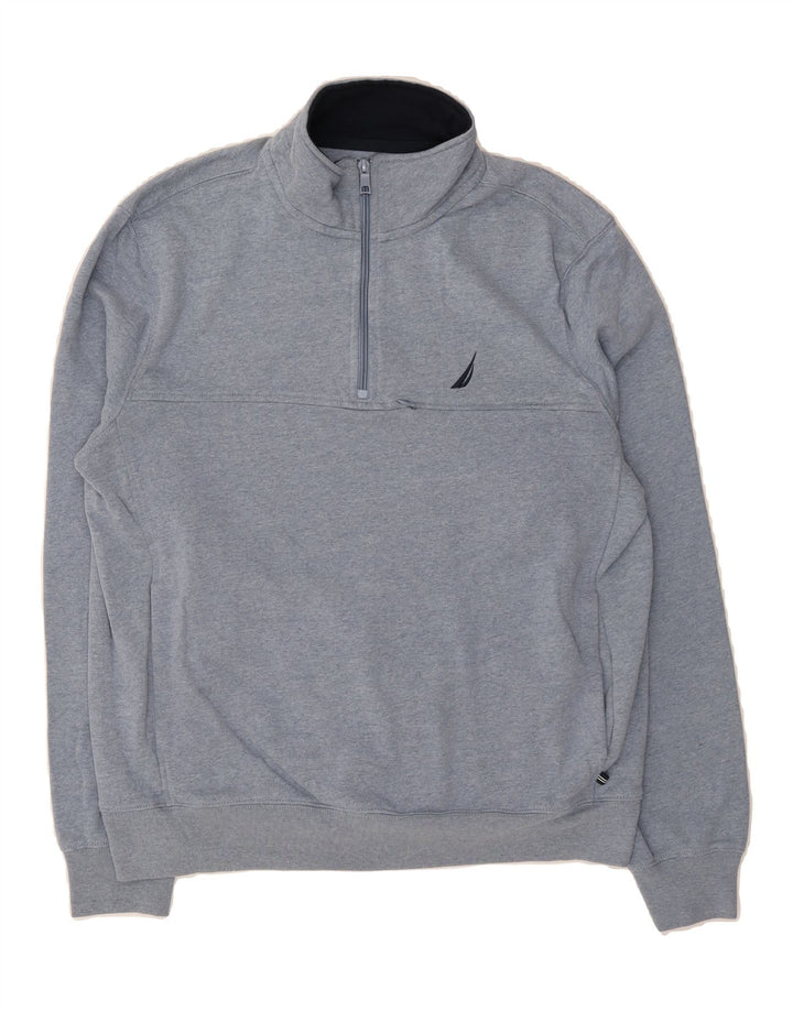 NAUTICA Mens Zip Neck Sweatshirt Jumper Medium Blue Cotton Vintage Nautica and Second-Hand Nautica from Messina Hembry 
