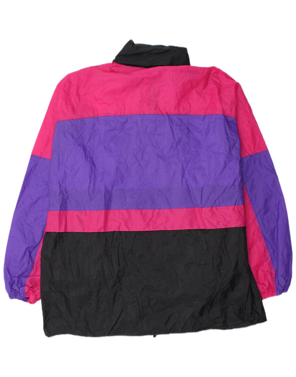 Veste de pluie à capuche vintage pour hommes UK 44 2XL Colorblock multicolore