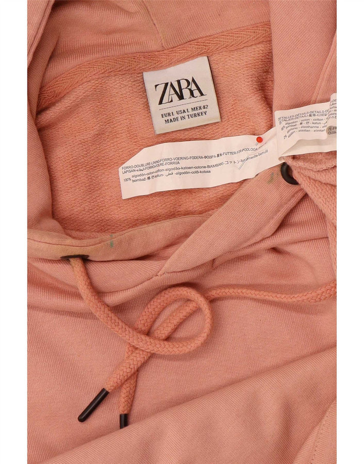 Zara Pull à capuche pour homme en coton rose Large