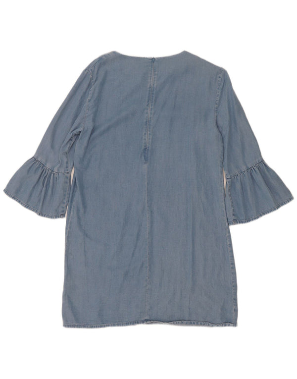 Zara Robe en jean à manches 3/4 pour femme UK 14 Bleu moyen Lyocell