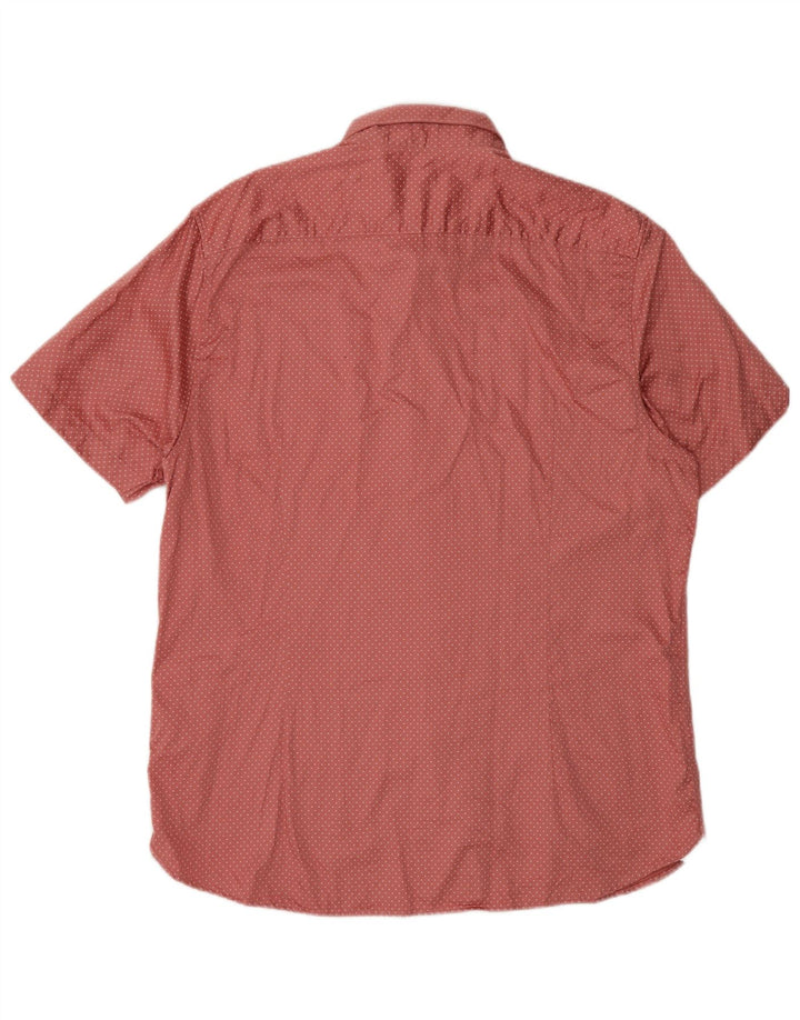 Ted Baker Chemise à manches courtes pour homme Taille 5 XL Coton à pois rose