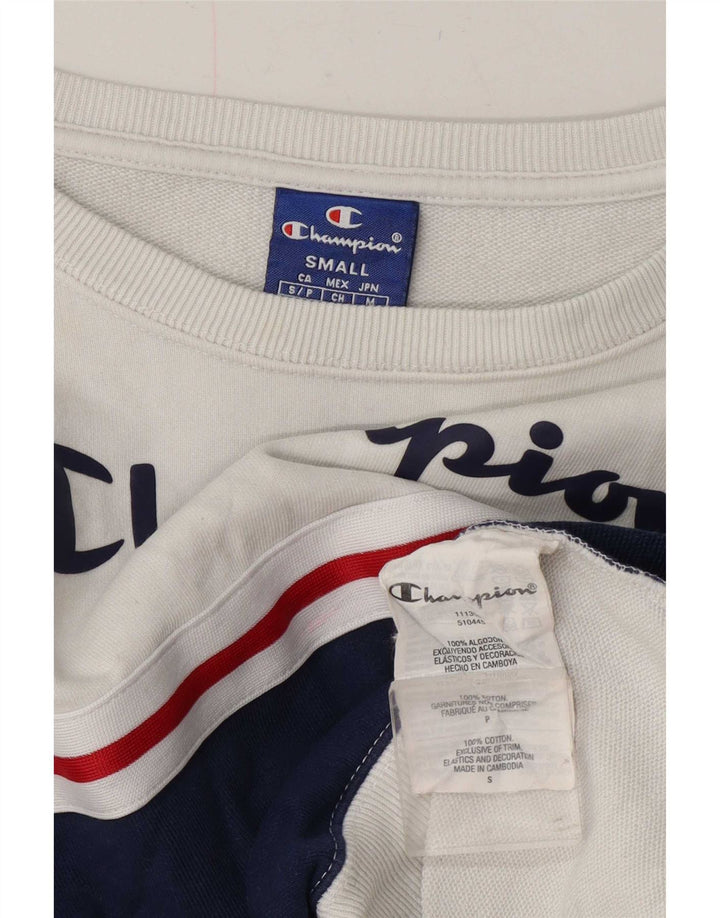 Champion Sweat-shirt court surdimensionné pour femme UK 10 Petit Blanc