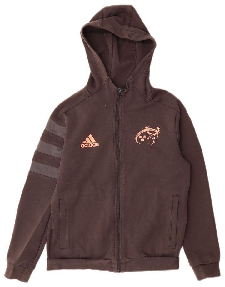 ADIDAS Pull à capuche zippé Munster Rugby pour fille 11-12 ans Gris Coton