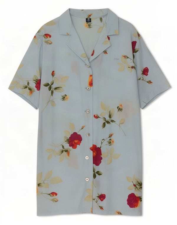 Colmar Robe chemise à manches courtes pour femme UK 18 XL Bleu Floral
