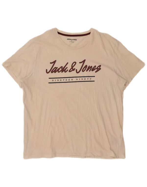 Jack & Jones T-Shirt Graphique Homme Haut 2XL Blanc Coton