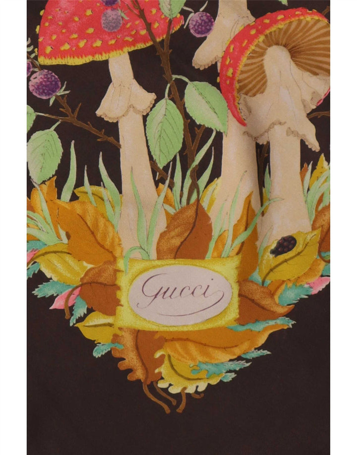 Gucci Écharpe carrée pour femme taille unique en soie florale marron