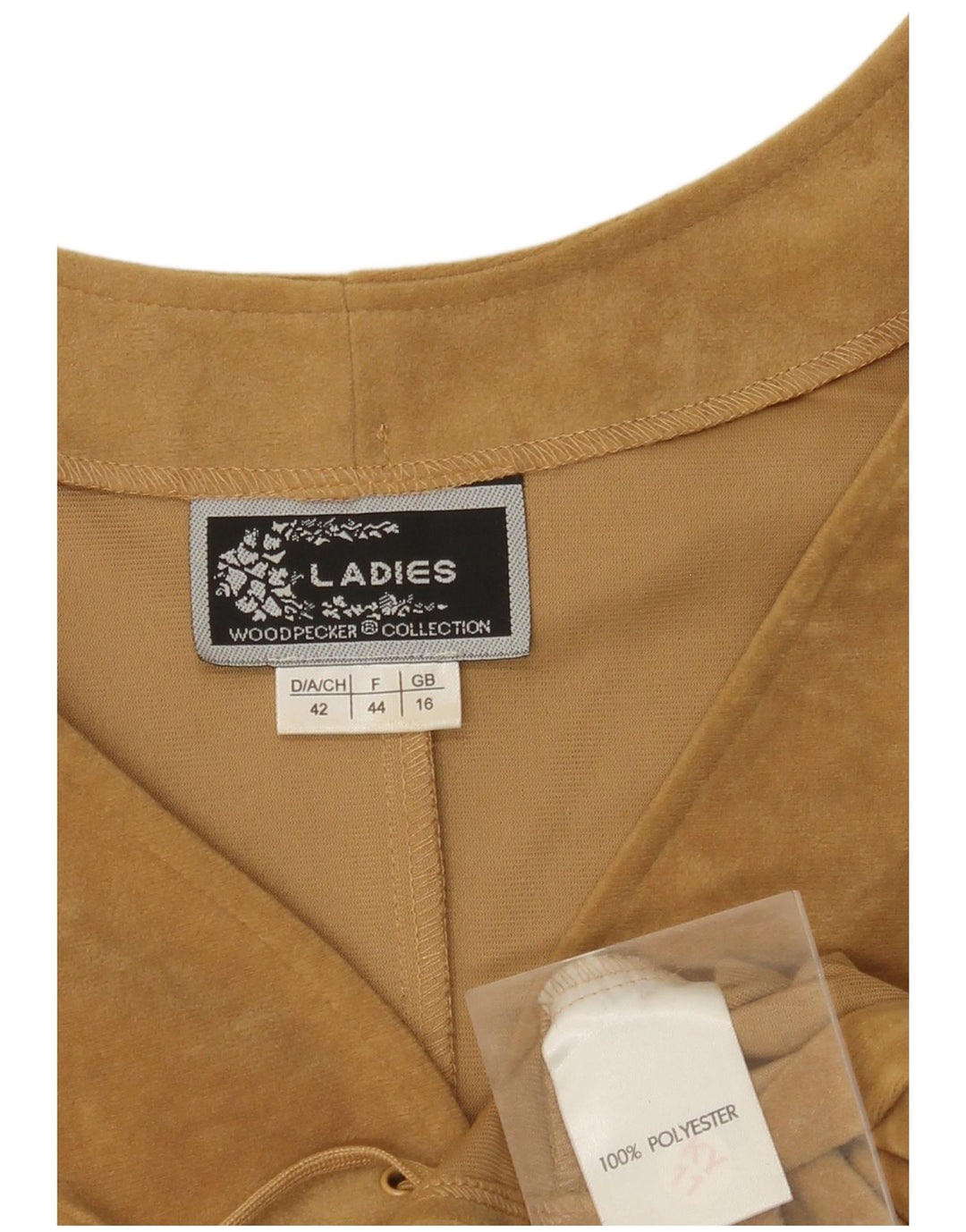 WOODPECKER Gilet en velours pour femme UK 16 Large Beige Polyester