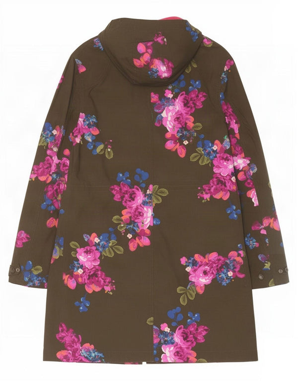 Joules Imperméable à capuche pour femme UK 8 Small Kaki Floral Coton
