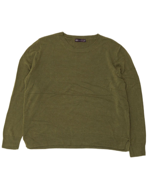 MARKS & SPENCER Pull col bateau pour femme UK 18 XL Kaki Acrylique