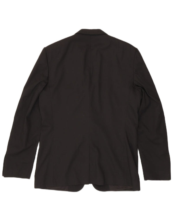 ZARA Hommes 2 Bouton Blazer Veste EU 50 Moyen Noir Polyester