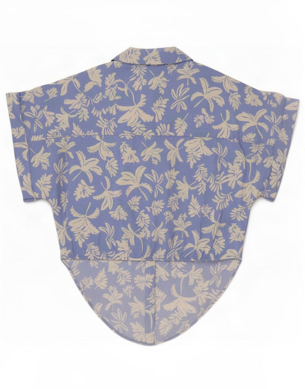Zara Filles Crop Asymétrique Chemise Blouse 11-12 ans Bleu Floral
