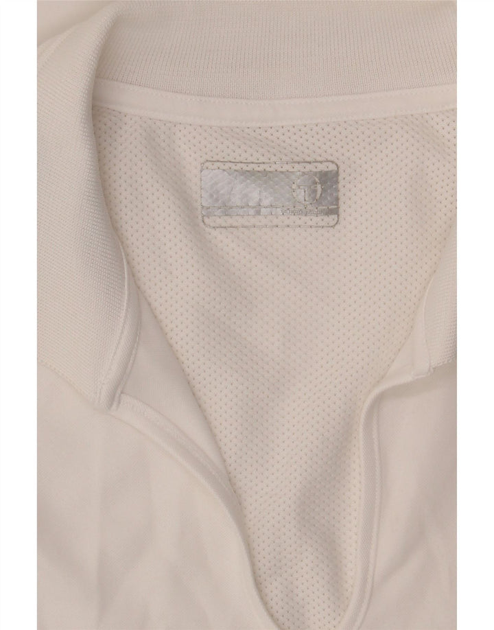 SERGIO TACCHINI Polo Femme UK 12 Medium Blanc Colorblock