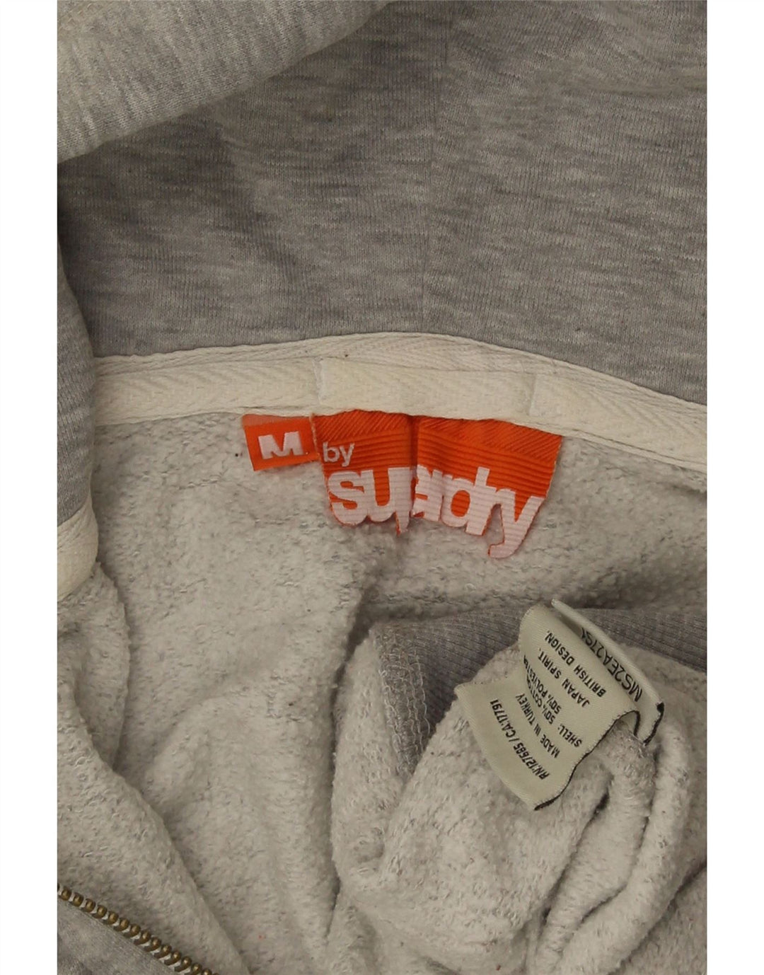 Superdry Pull à capuche zippé en coton moucheté gris moyen