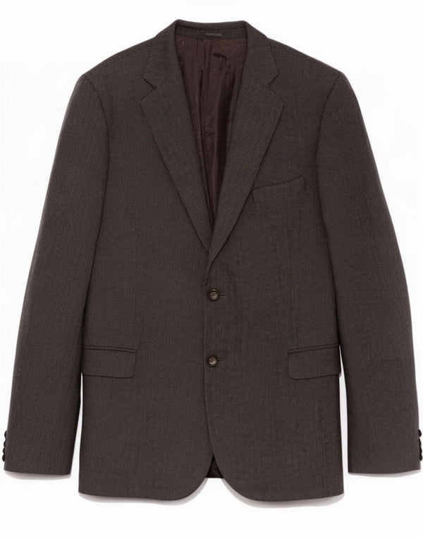 Viapiana Veste Blazer 2 Boutons Homme IT 60 5XL Gris Chevrons Laine Vierge