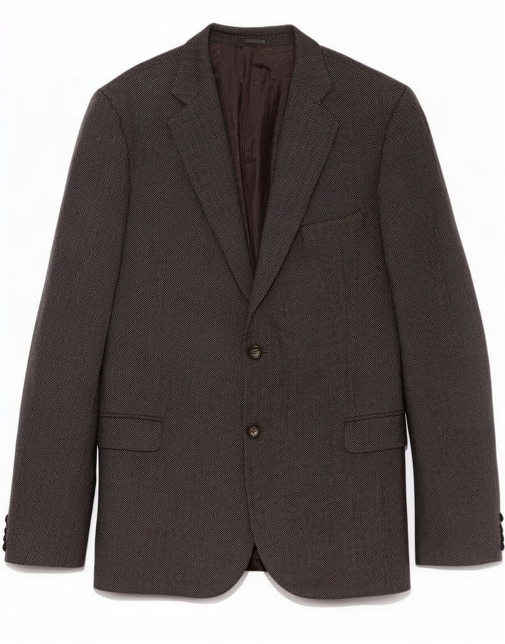 Viapiana Veste Blazer 2 Boutons Homme IT 60 5XL Gris Chevrons Laine Vierge