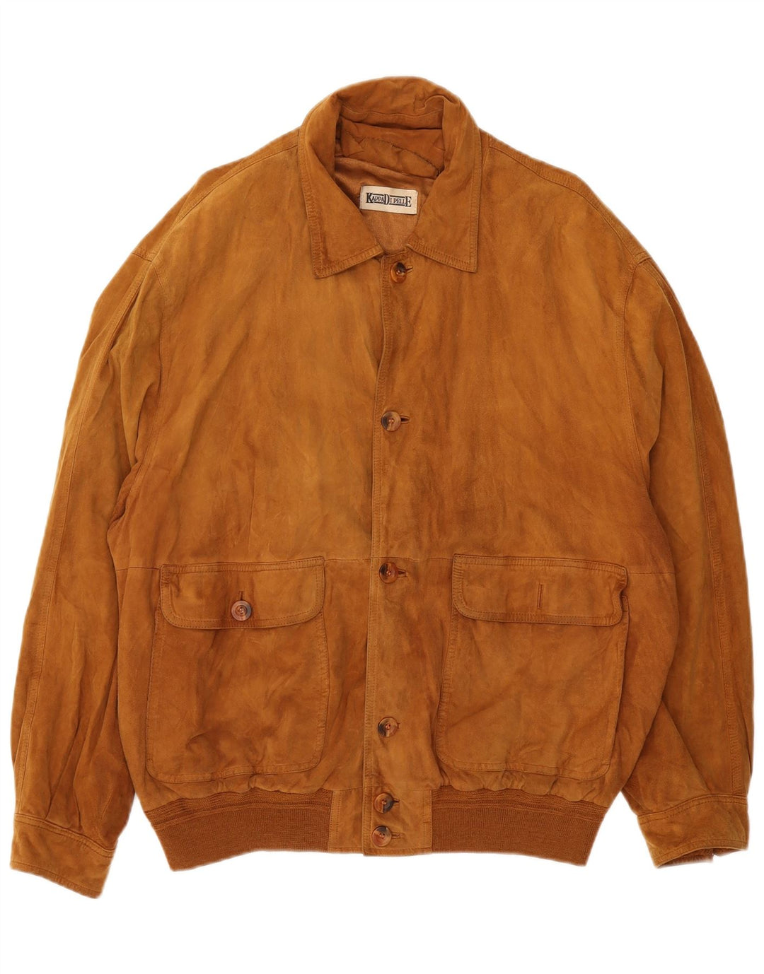 vintage Mens Suede Bomber Jacket IT 56 3XL Cuir Marron