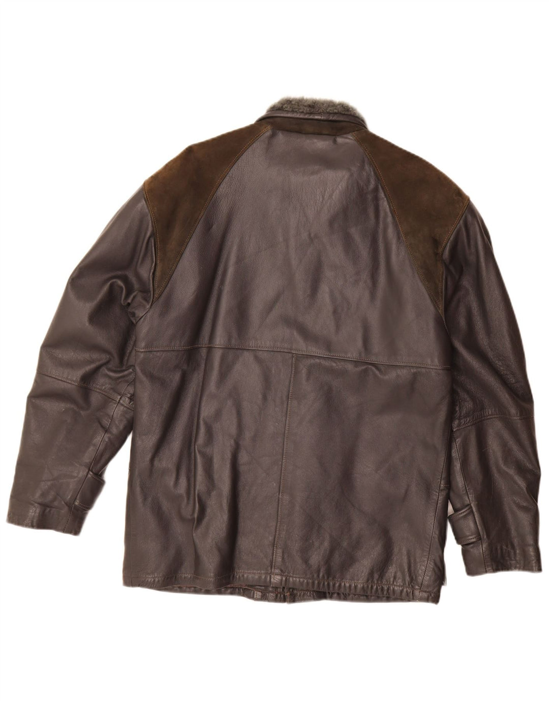veste en cuir homme vintage IT 46 Petit colorblock noir