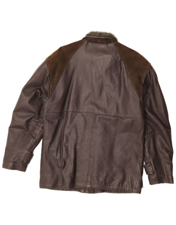 veste en cuir homme vintage IT 46 Petit colorblock noir