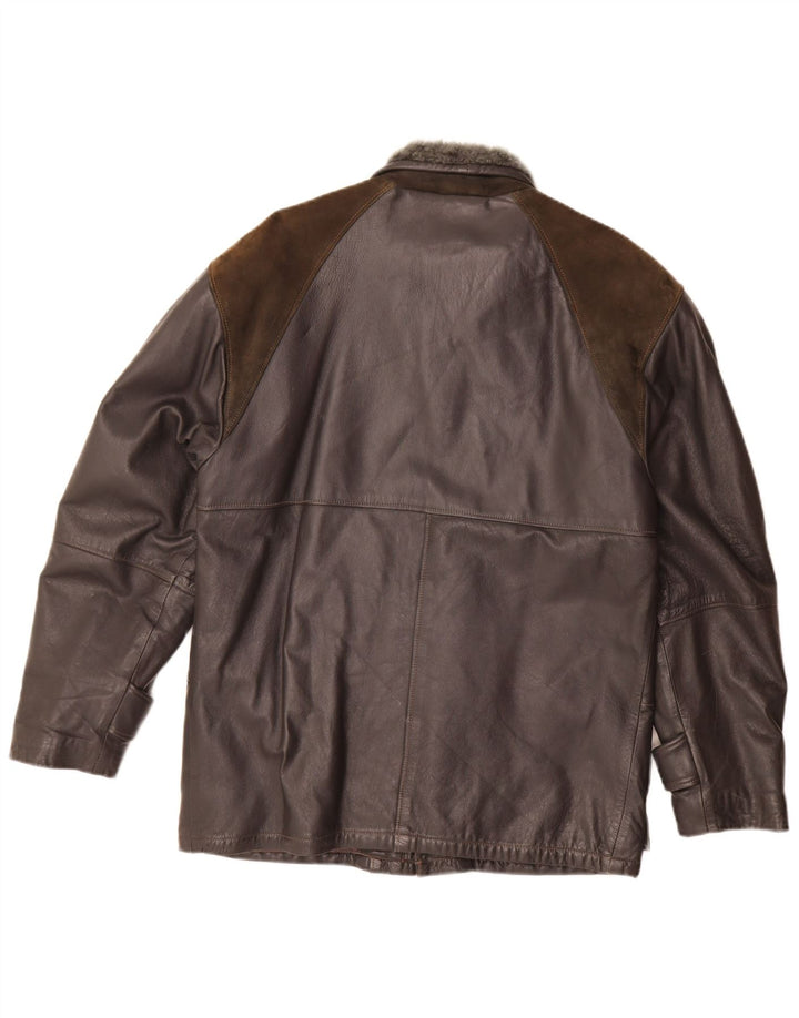veste en cuir homme vintage IT 46 Petit colorblock noir