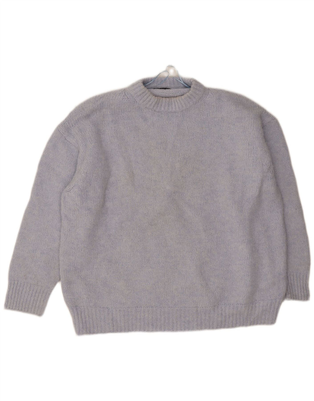 Zara Pull surdimensionné à col rond pour femme UK 18 XL Bleu Polyester