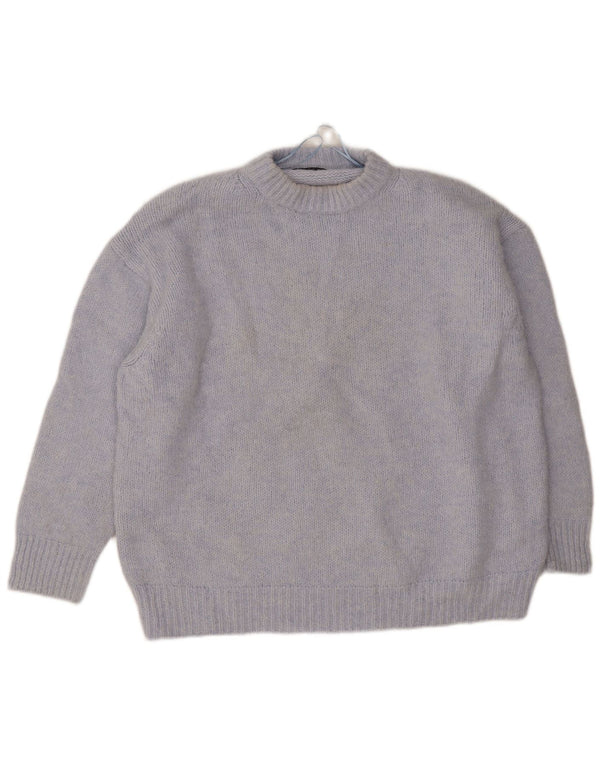 Zara Womens Oversized Crew Neck Jumper Sweater UK 18 XL Blue Polyester
