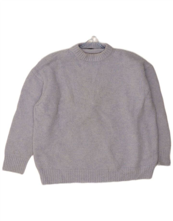 Zara Pull surdimensionné à col rond pour femme UK 18 XL Bleu Polyester