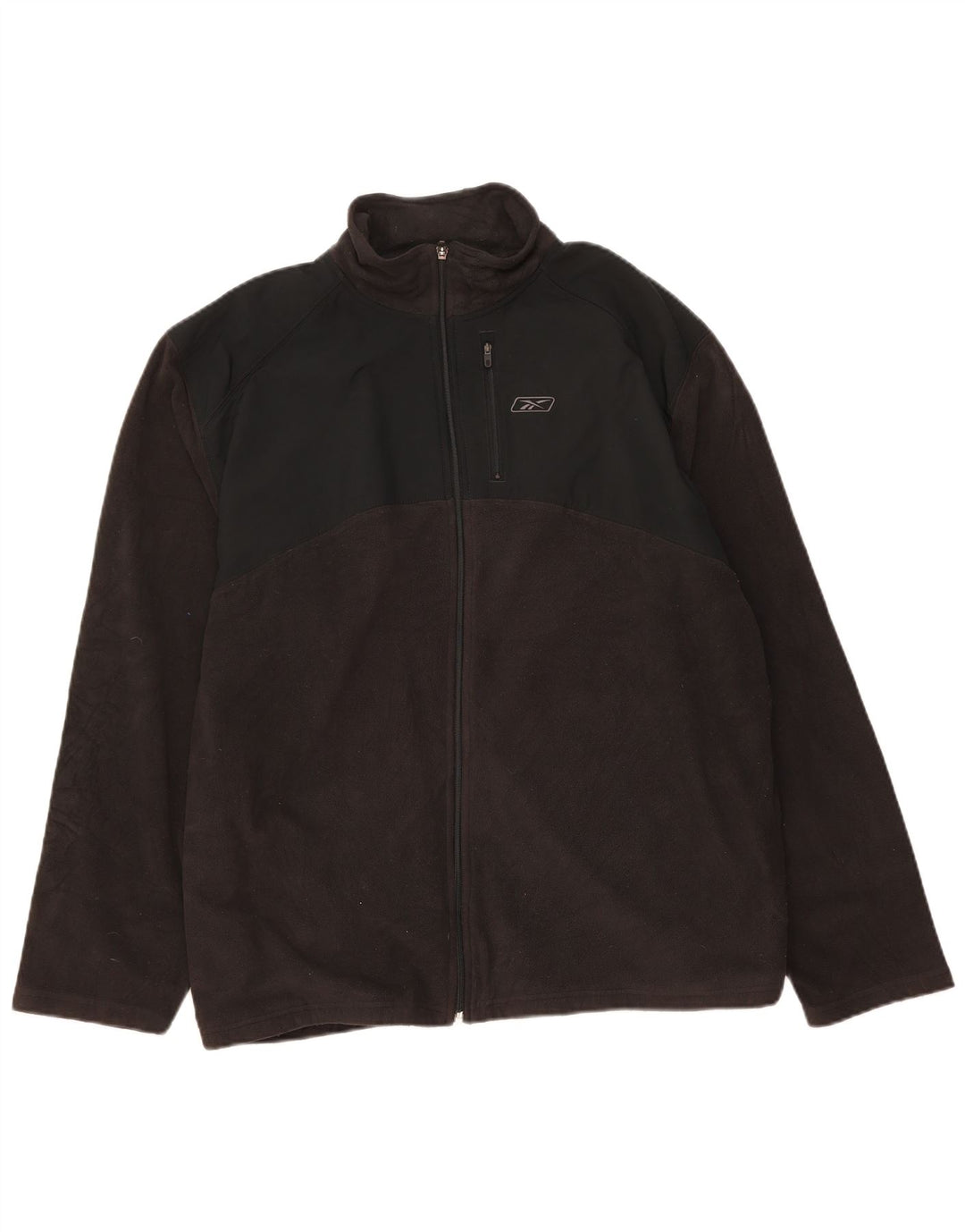 REEBOK Mens Fleece Jacket UK 42 XL Black Colourblock Polyester