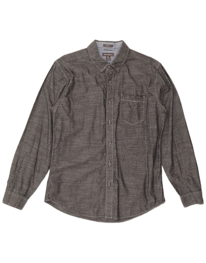 EDDIE BAUER Chemise Classique Homme Gris Moyen Coton