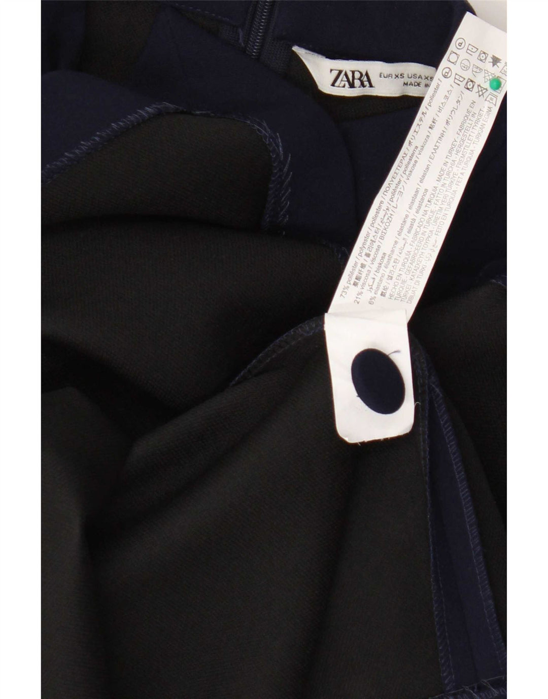 Zara Chemisier à manches longues pour femme UK 6 XS Bleu marine Polyester