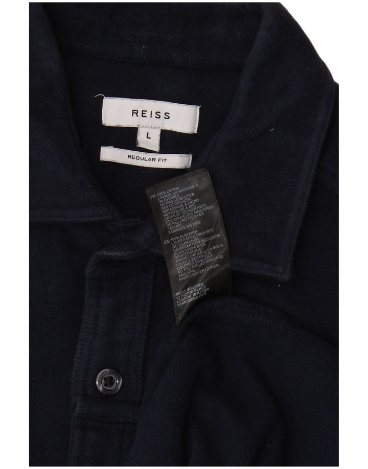Reiss Chemise Regular Fit Homme Bleu Marine Large Coton