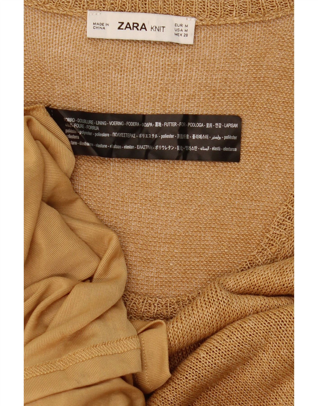Zara Femme Maxi Robe Pull Sans Manches UK 12 Polyester Beige Moyen