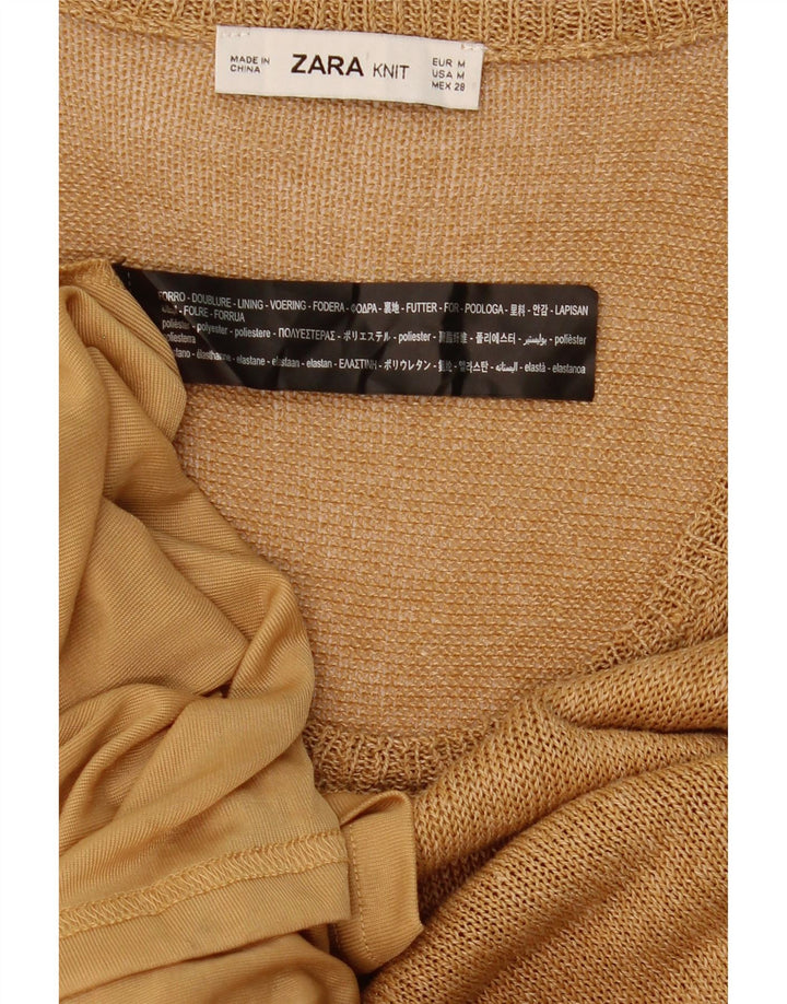 Zara Femme Maxi Robe Pull Sans Manches UK 12 Polyester Beige Moyen