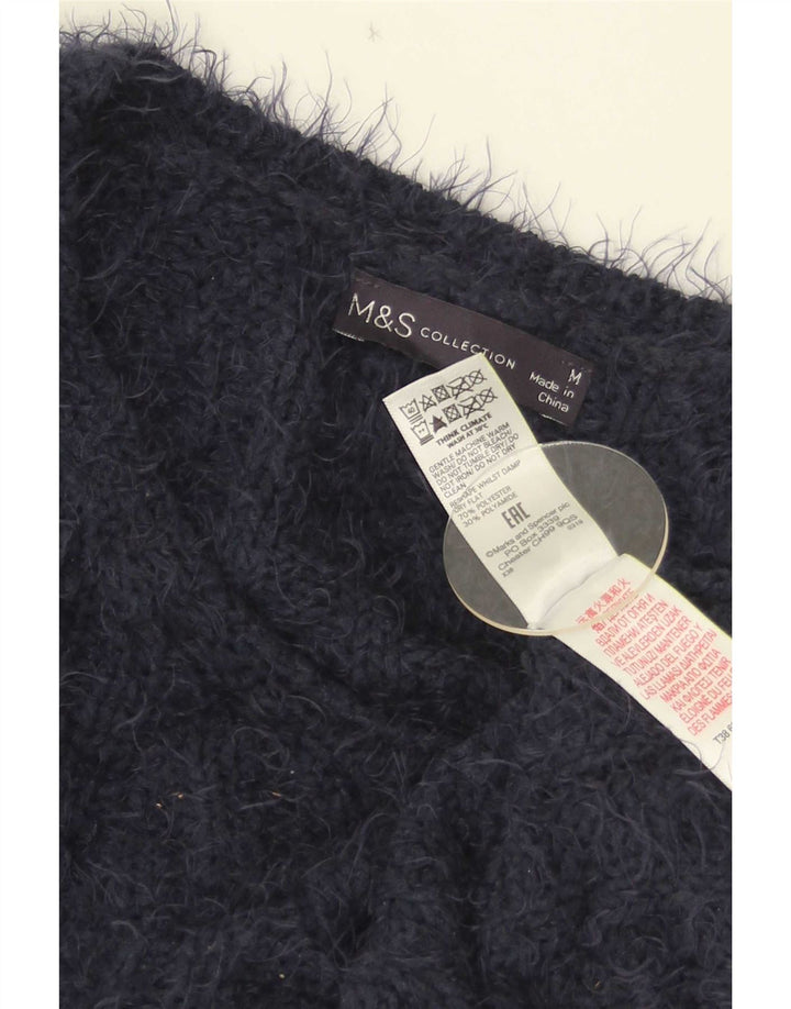 Marks & Spencer Pull col en V pour femme UK 14 Bleu marine moyen