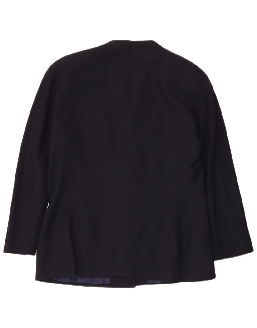 vintage Femme 3 Bouton Blazer Veste IT 48 XL Bleu Marine Laine Vierge