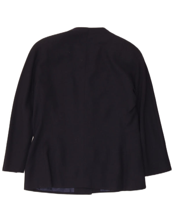 Vintage Womens 3 Button Blazer Jacket IT 48 XL Navy Blue Virgin Wool