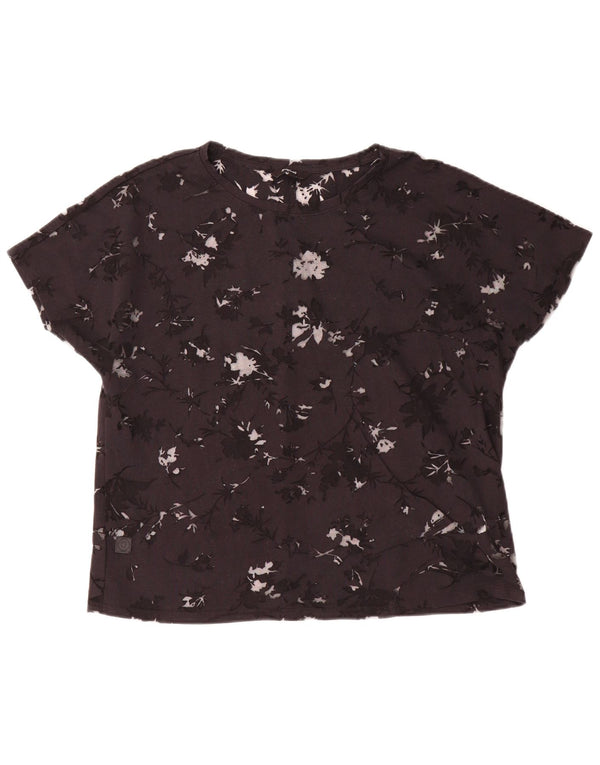Desigual Womens See Through Graphic T-Shirt Top UK 16 Moyen Noir Floral