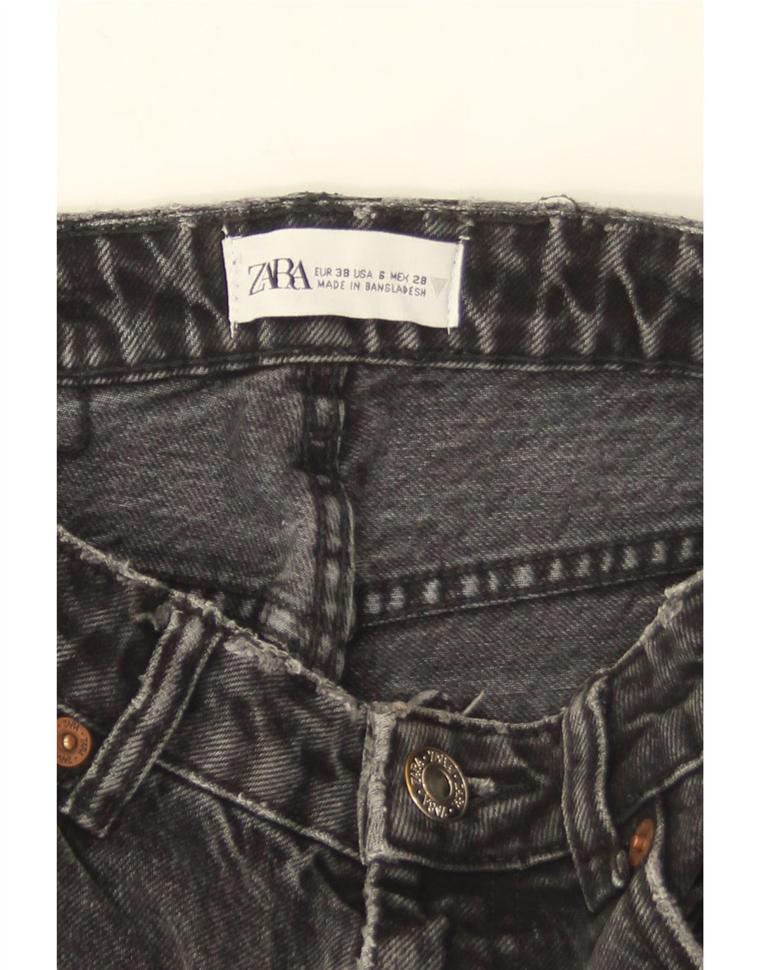 ZARA Jean fuselé en détresse pour femme EU 38 Small W28 L27 Gris