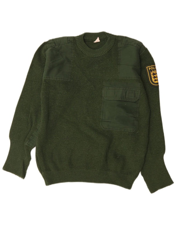 vintage Mens Graphic Crew Neck Jumper Pull IT 50 Vert Moyen